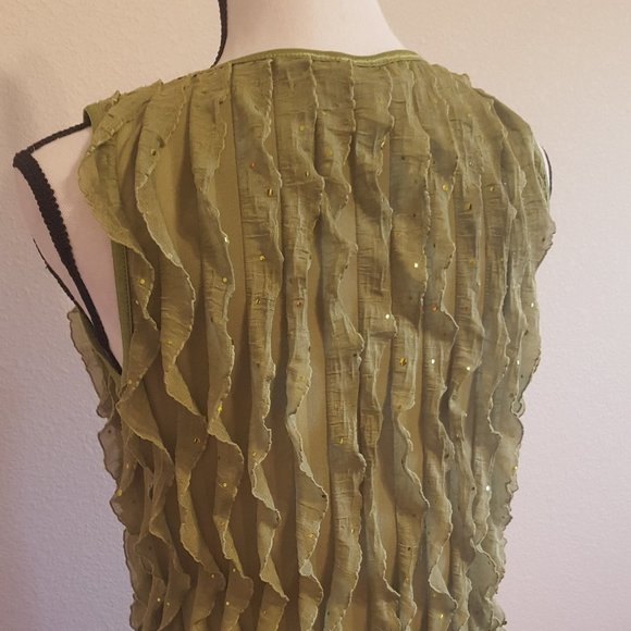 Dressy Sage Green Summer Top Sleeveless M - Picture 2 of 4